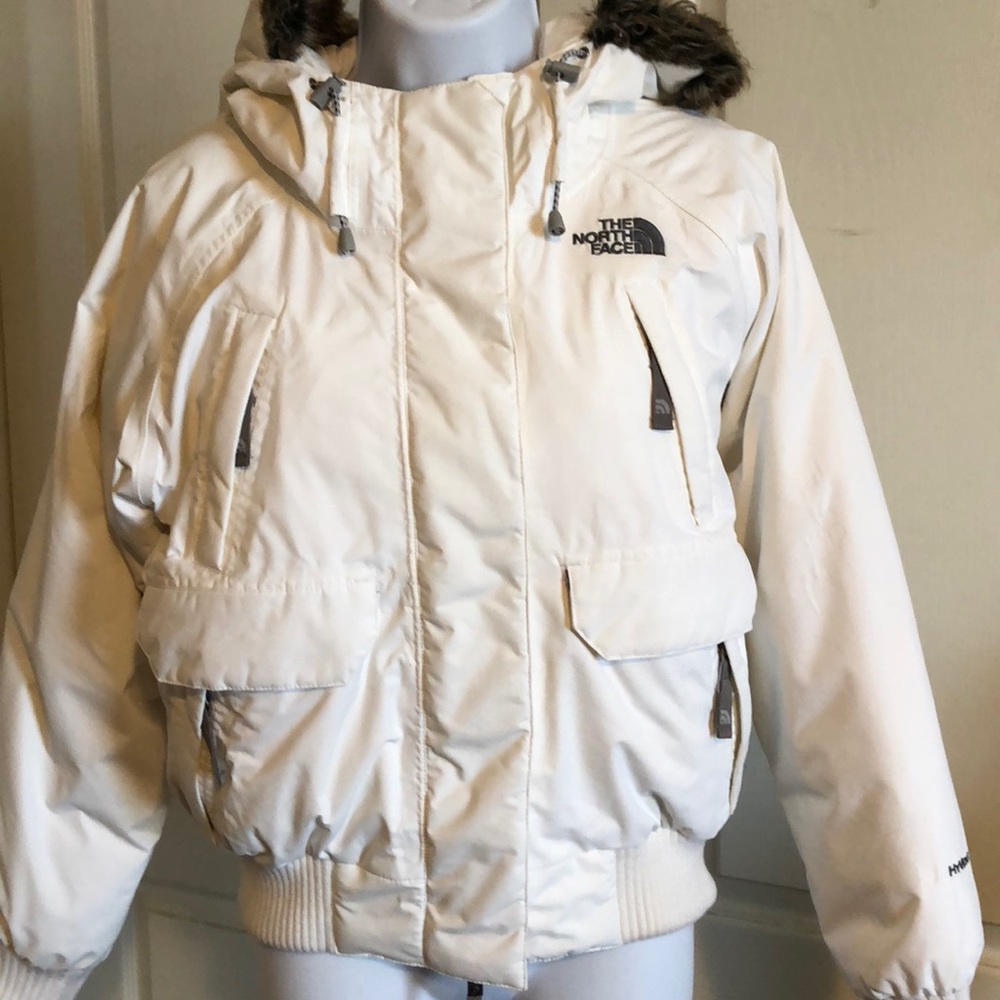 North Face white puffer goose-down coat